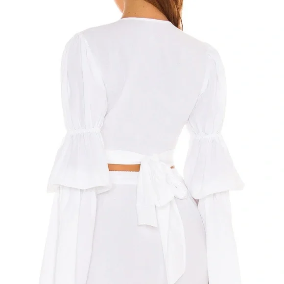 Bananhot X REVOLVE Tie Front Top in white - Picture 2 of 12
